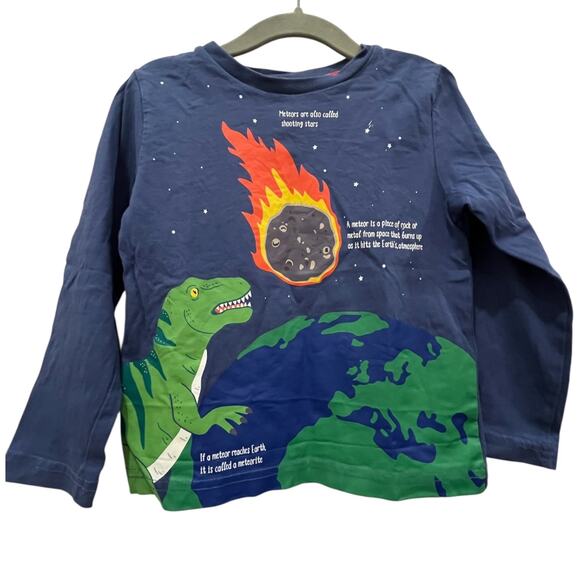 Mini Boden Dinosaur Meteor Earth Long Sleeve Shirt Size 2-3y - Picture 1 of 4